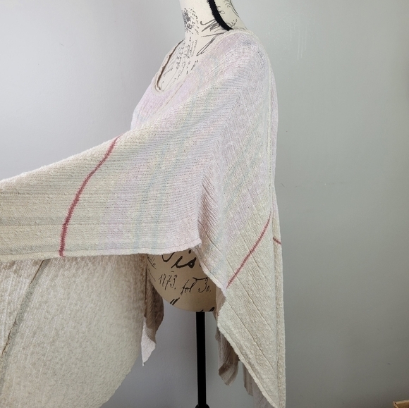 free People Knit Sweater Poncho Pullover Boho Lightweight Linen Cotton  XS - Picture 9 of 11